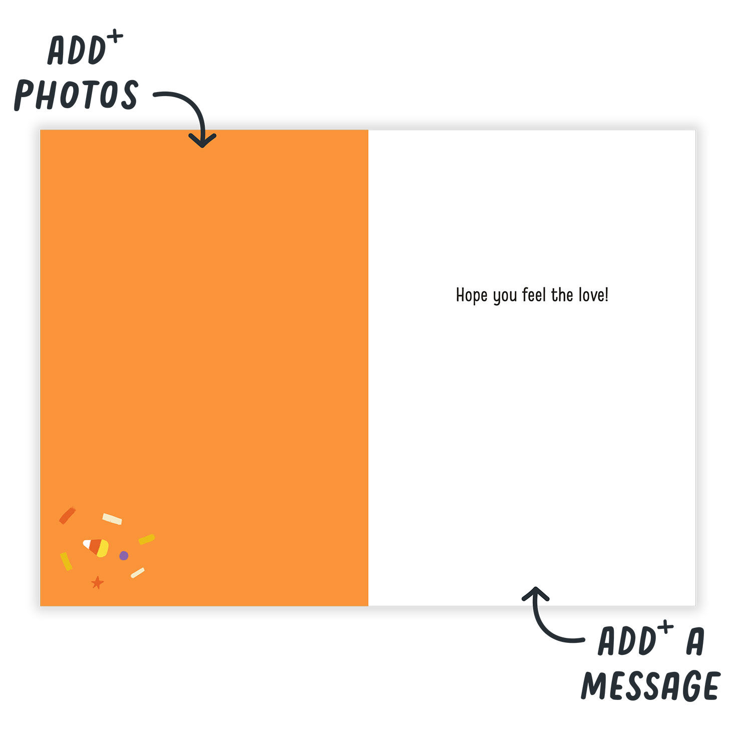 Paper Hug Personalized Halloween Card Open Card indicating personalization image number 3