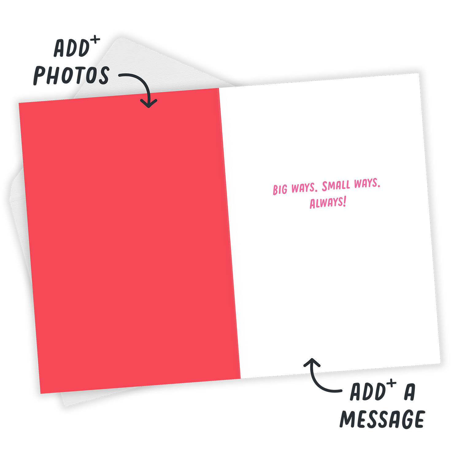 Colored Hearts Love You 100% Personalized Card Open Card with Envelope indicating personalization image number 3