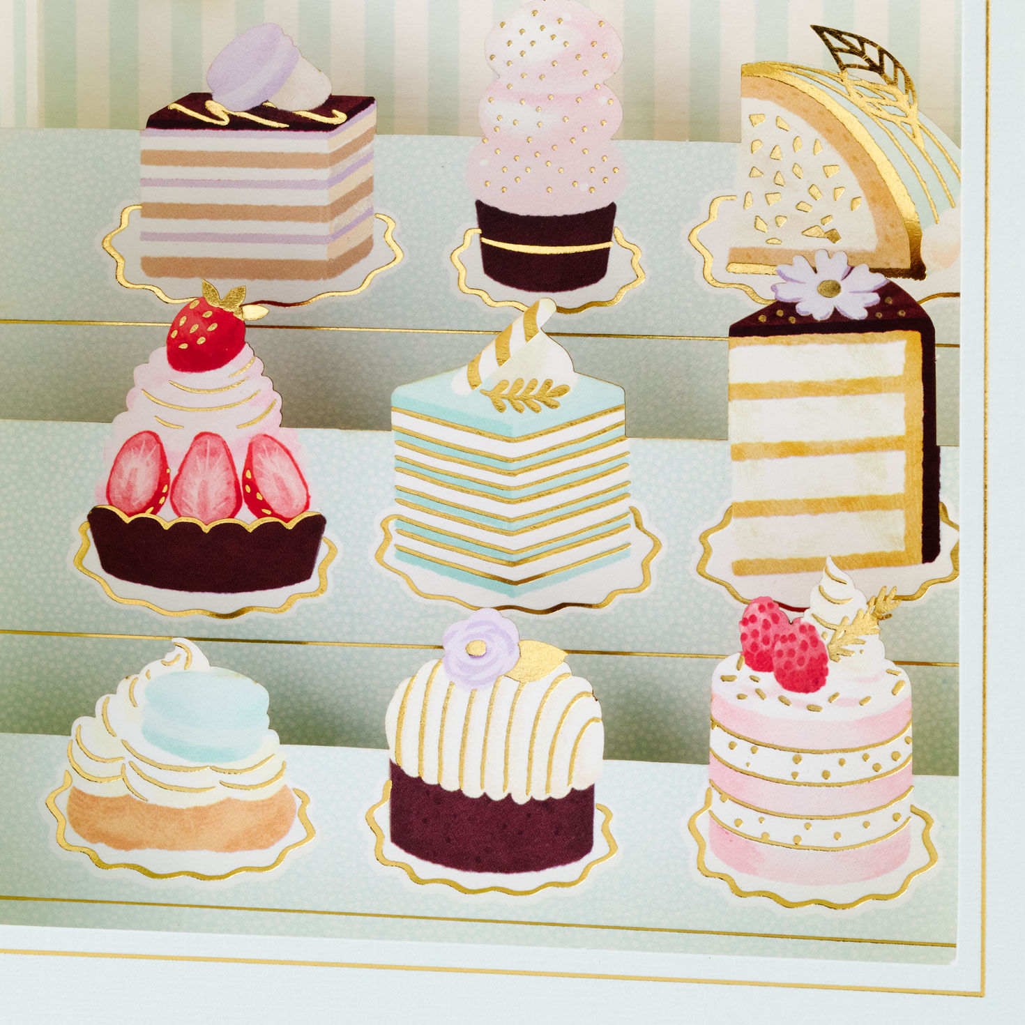 Vintage Cakes Dessert Display Pop-Up Birthday Card Card Front Detail image number 4