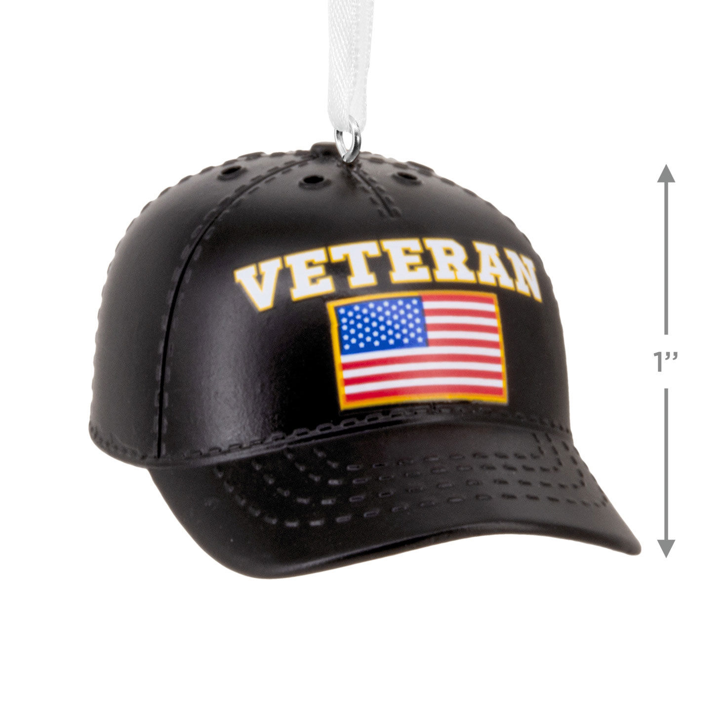 Veteran Flag Hat Christmas Ornament measurement image number 3
