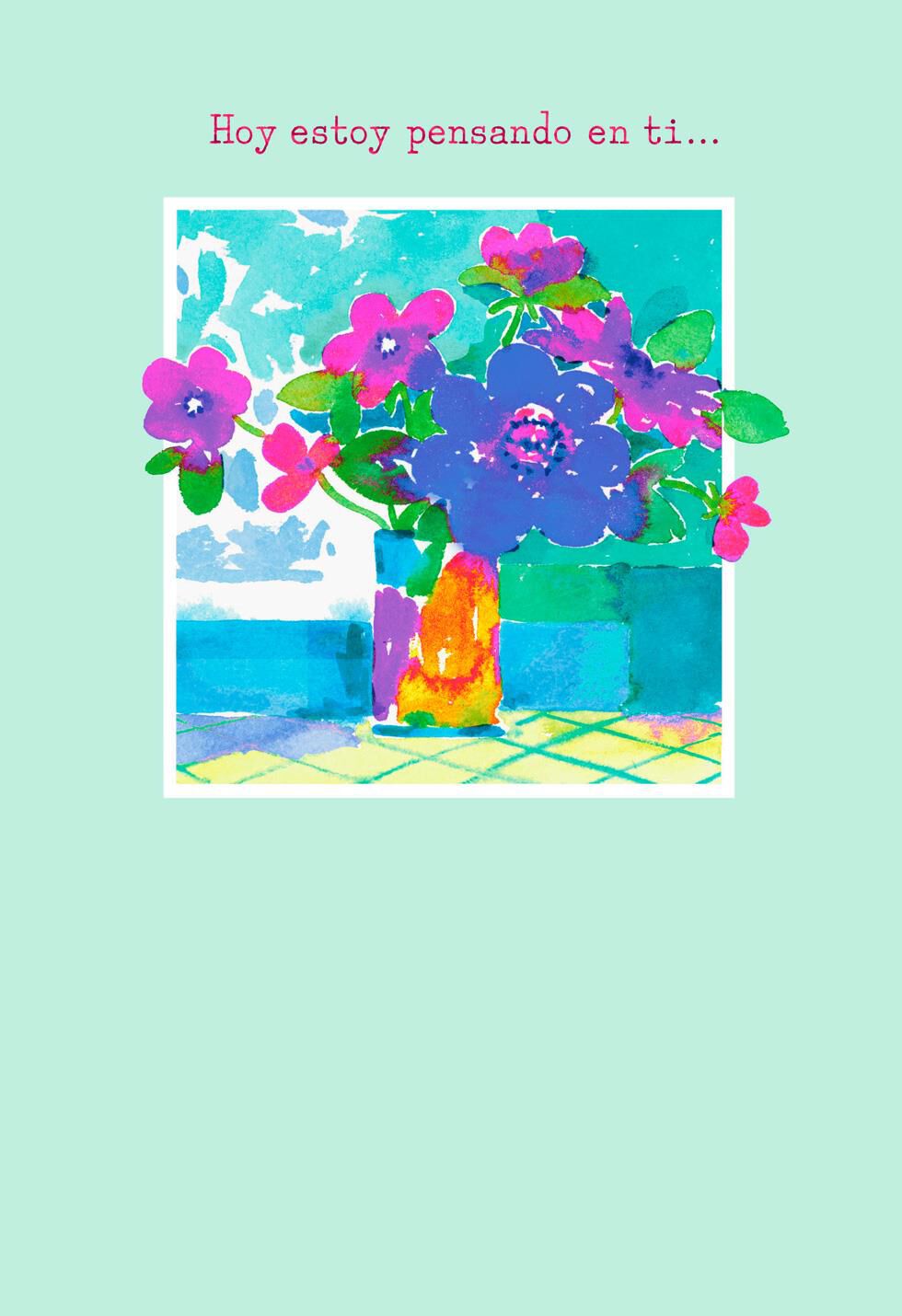 Watercolor Bouquet Spanish-Language Thinking of You Card
