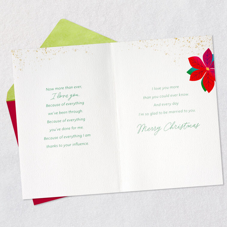 Pretty Poinsettia Flower Wife Christmas Card Open card with envelope image number 4