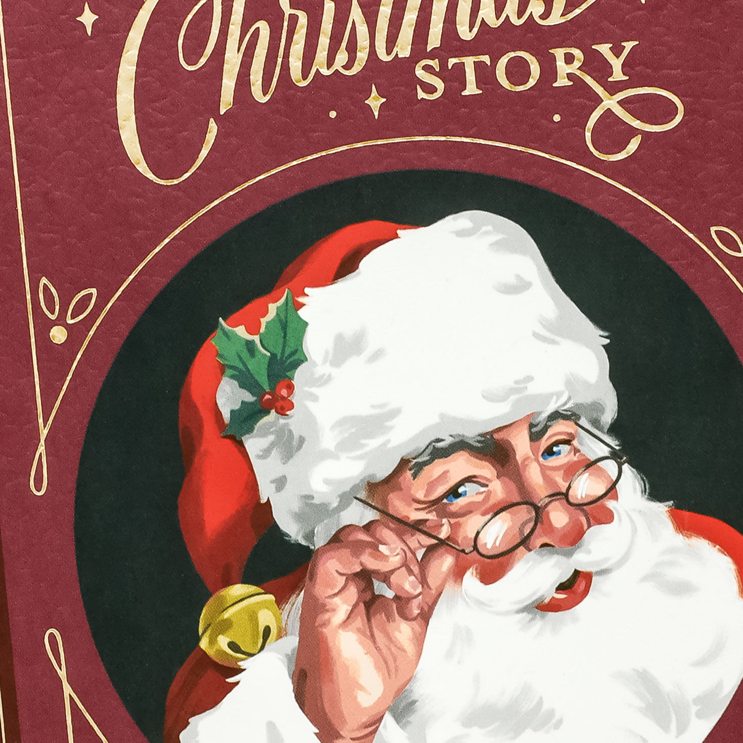 Burgundy Pop-Up Santa Storybook Christmas Card Card Front Detail image number 6