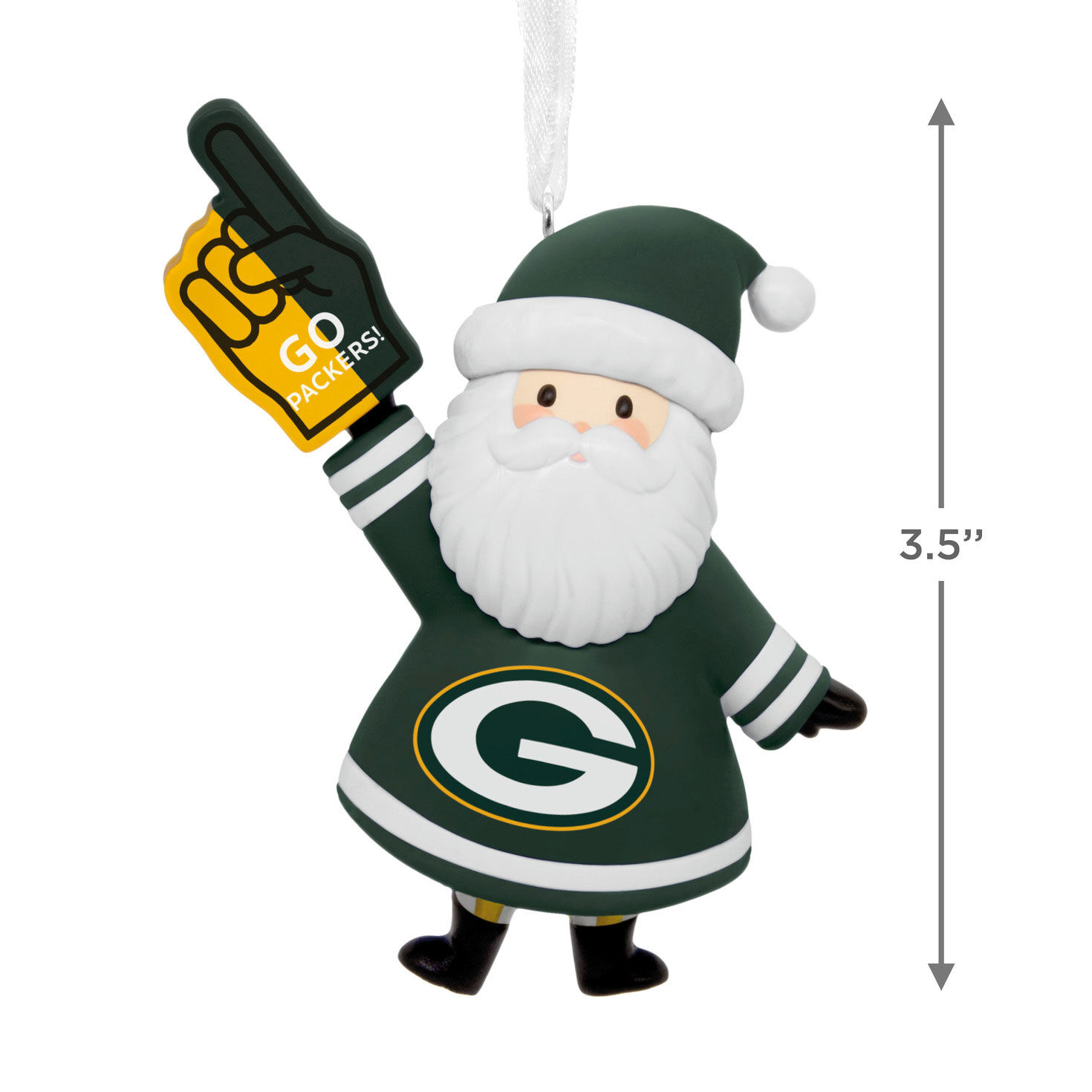 Green Bay Packers Santa Fan Christmas Ornament measurement image number 3