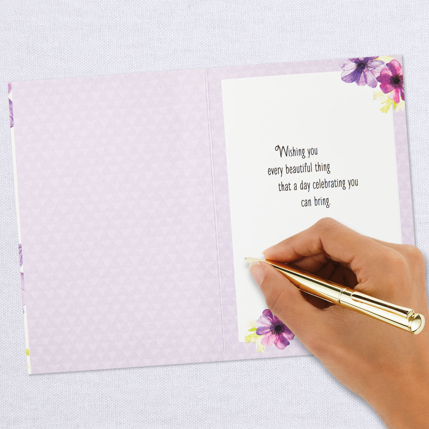 Purple Flowers Birthday Card for Her Signing card image number 6