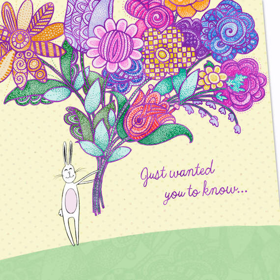 Bunny Holding Flower Bouquet Thinking of You Easter Card, , large image number 4