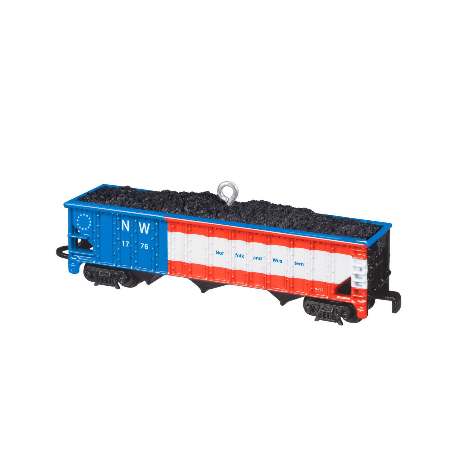 Red White Blue Train Coal Car Keepsake Ornament Back image number 6