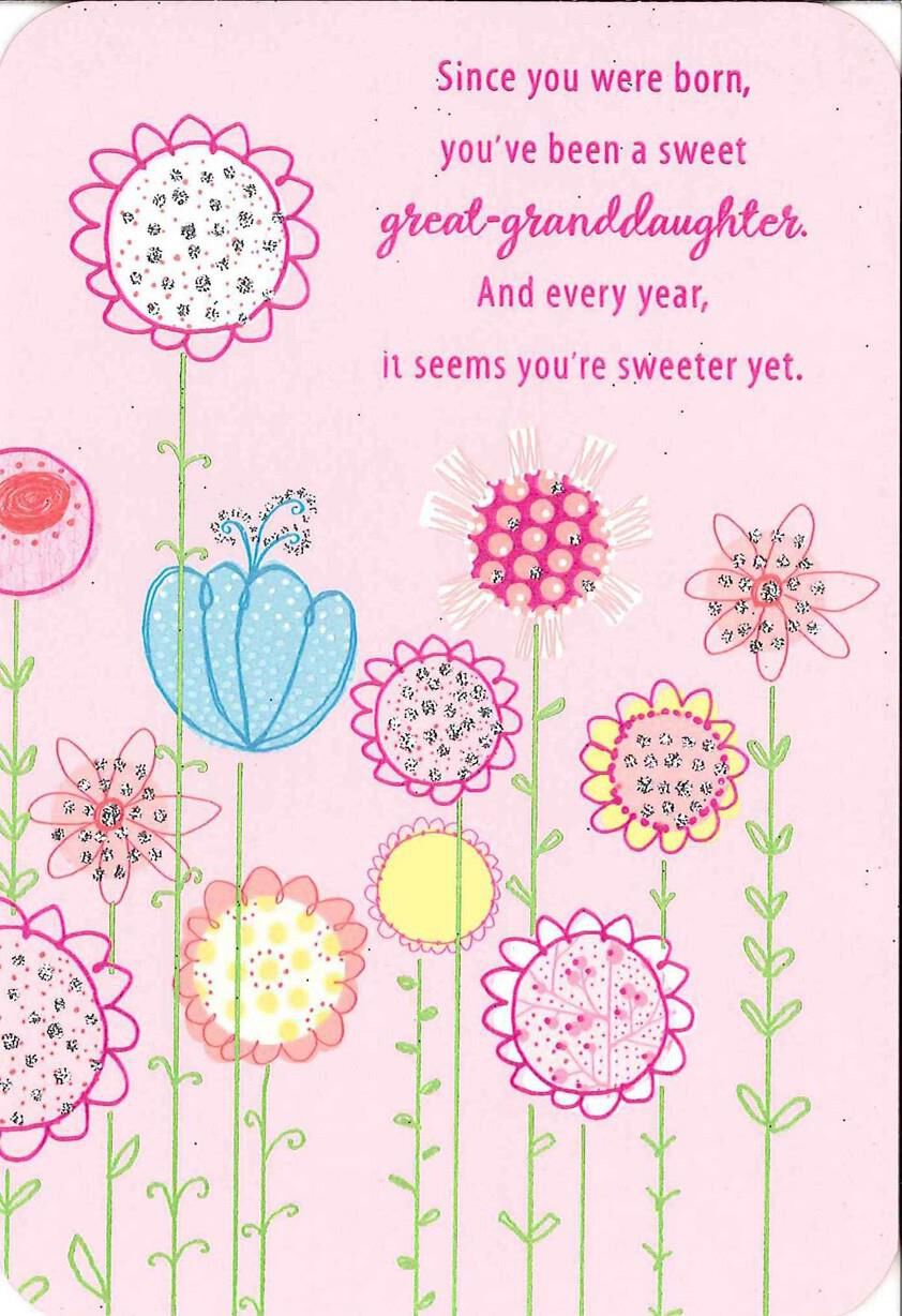 For a Sweet Great-Granddaughter Birthday Card
