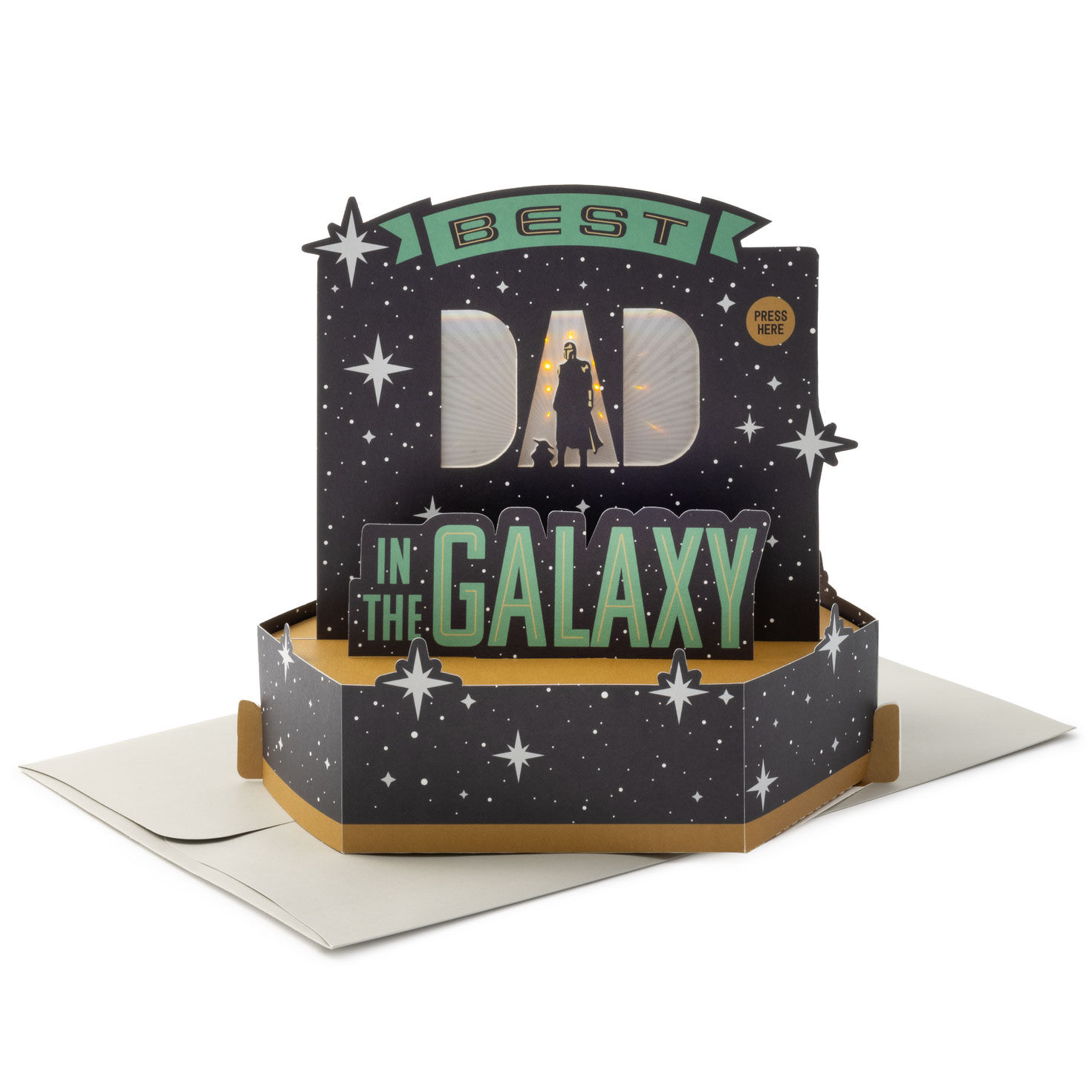 Star Wars: The Mandalorian™ Best Dad in the Galaxy Musical 3D Pop-Up Father's Day Card With Light