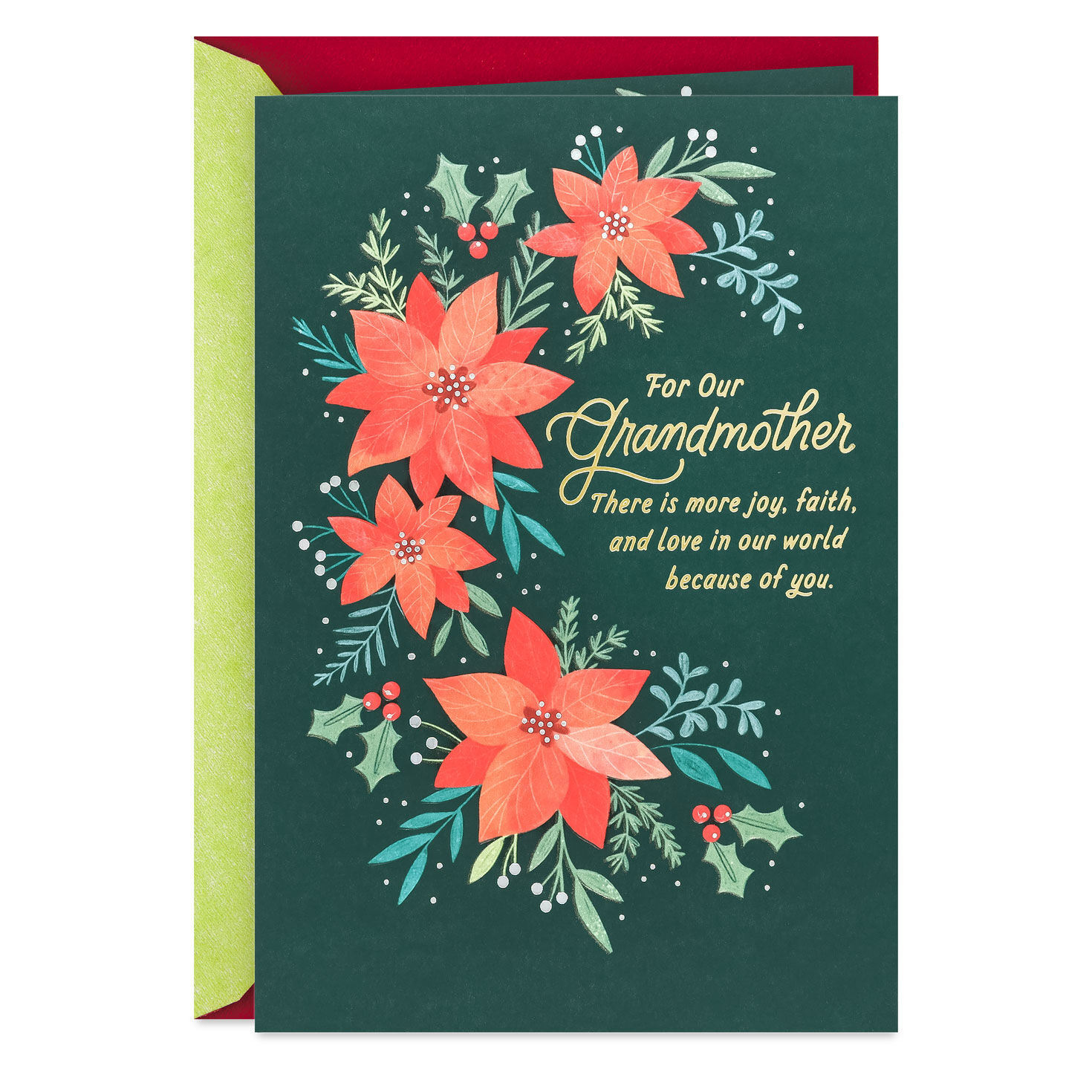 More Joy, Faith and Love Religious Christmas Card for Grandmother from Us