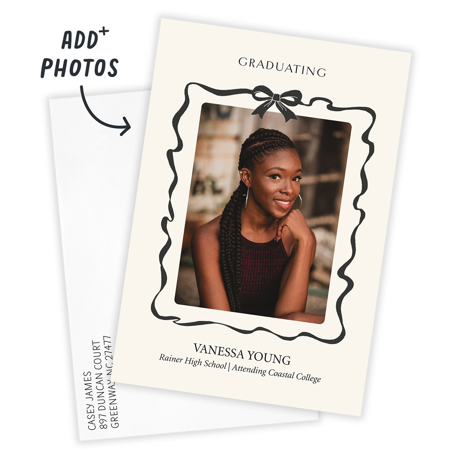 Ribbon and Bow Frame Graduation Announcement, , large image number 2