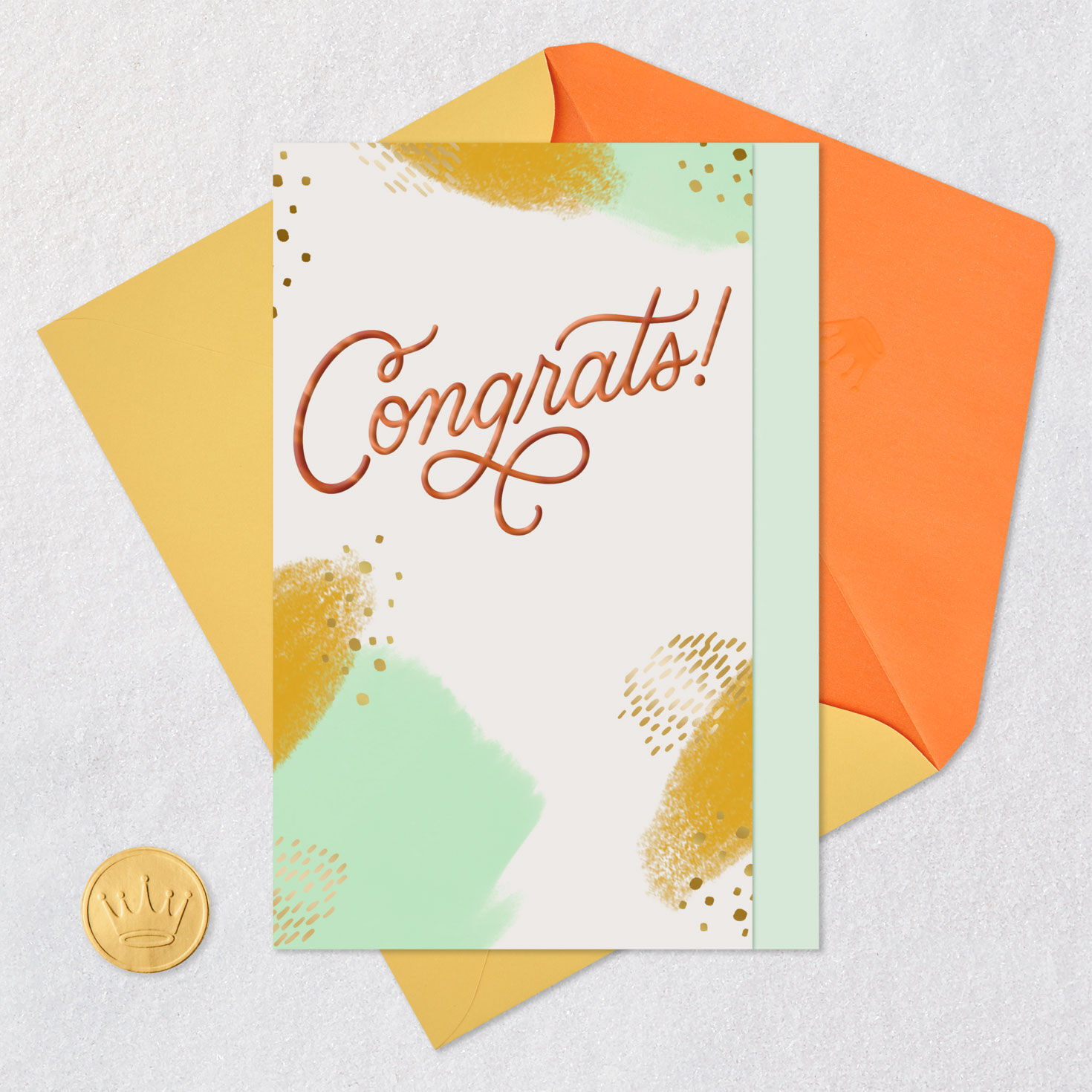 Abstract Art Blank Congratulations Card Card Front with Envelope and Gold Seal image number 4