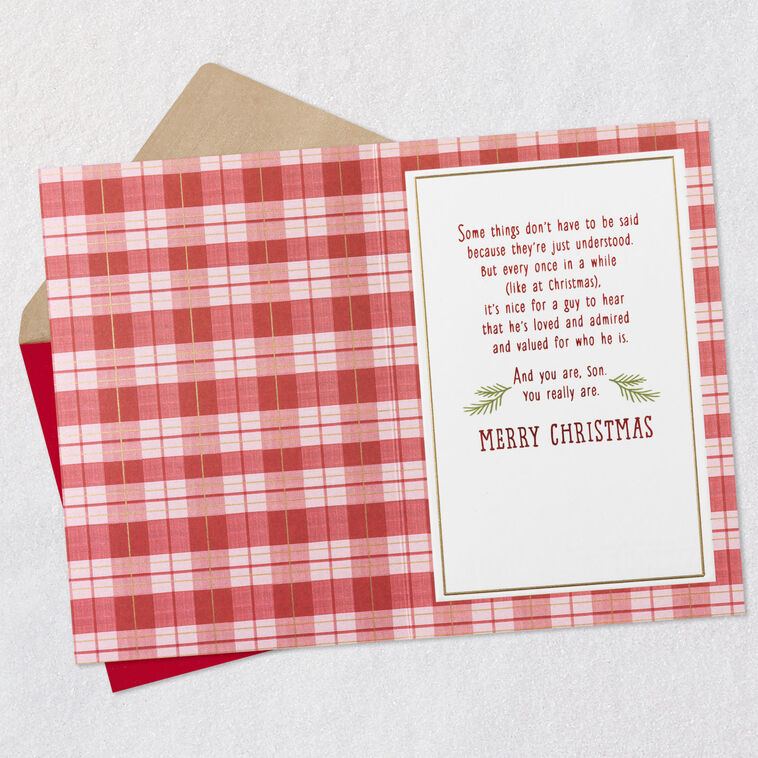 Vintage Red Truck Son Christmas Card Open card with envelope image number 3