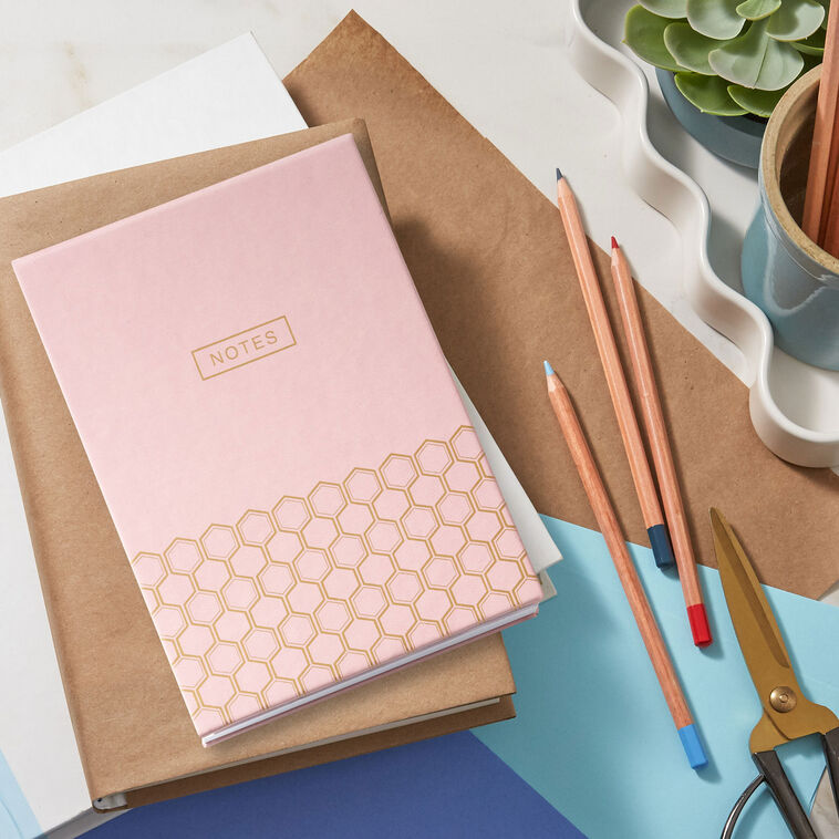 Pink and Gold Faux Leather Large List Pad in use image number 5