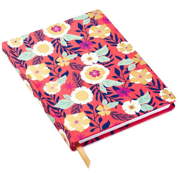 Coral With Floral Hardback Notebook, , large image number 1