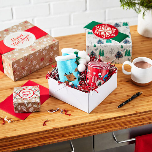 Merry and Bright 3-Pack Christmas Gift Boxes, Assorted Sizes and Designs, 