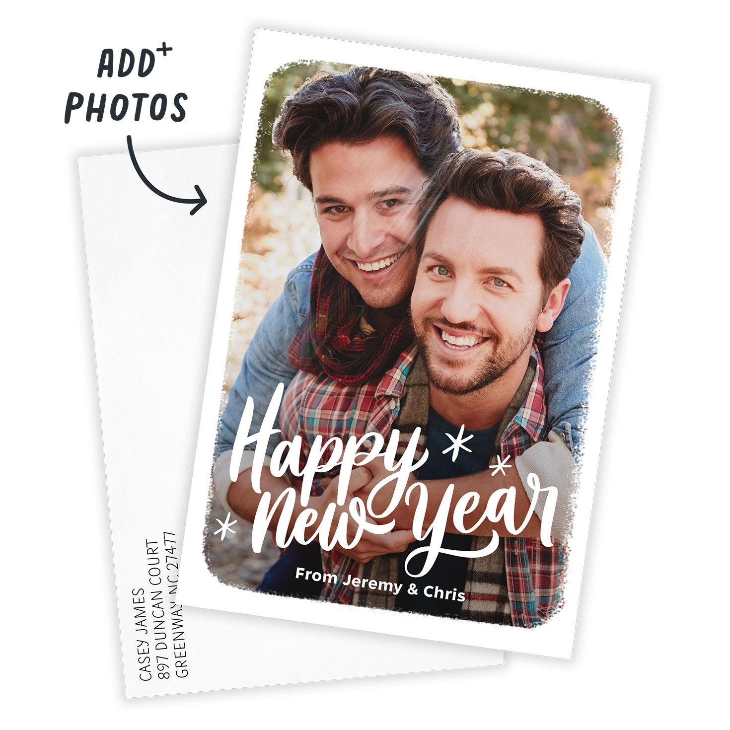 White Frame Flat New Year Photo Card, , large image number 3
