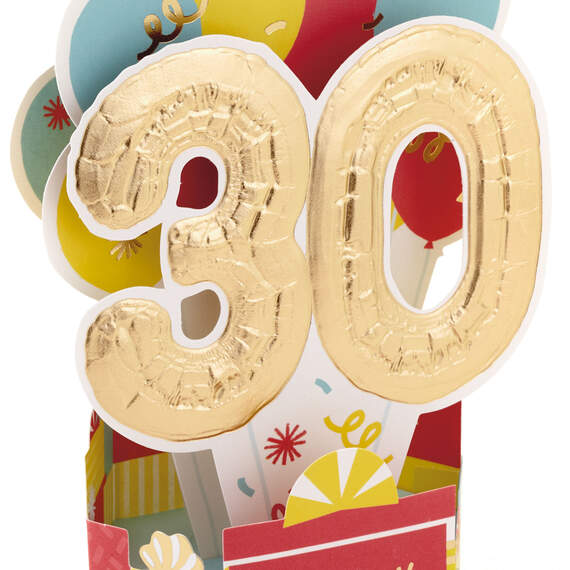 30 Birthday Balloons 3D Pop-Up 30th Birthday Card, , large image number 4
