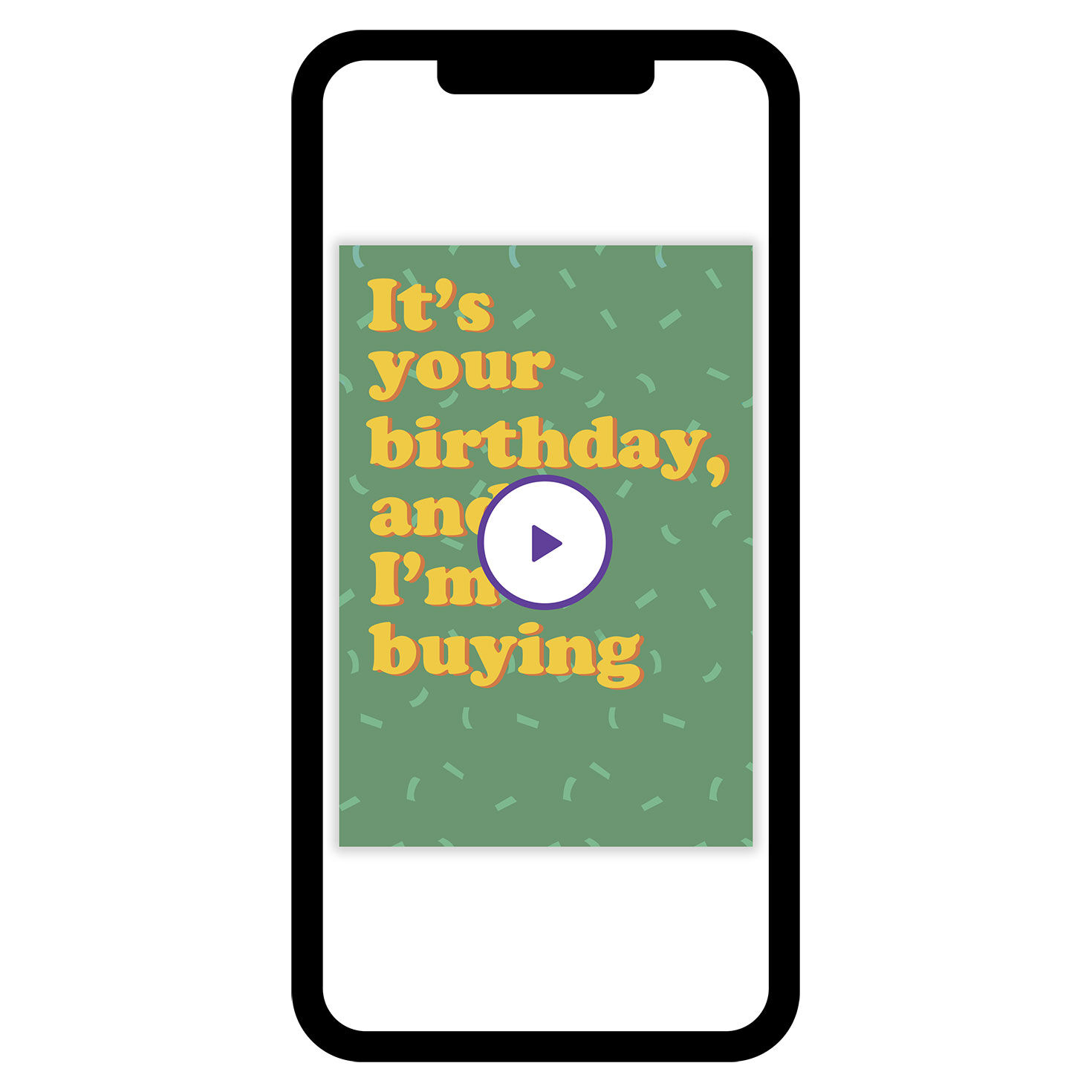 Green Yellow I'm Buying Personalized Birthday Card phone with card front image number 1