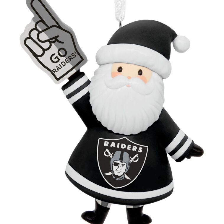 Las Vegas Raiders Santa Fan Christmas Ornament closeup view image number 5