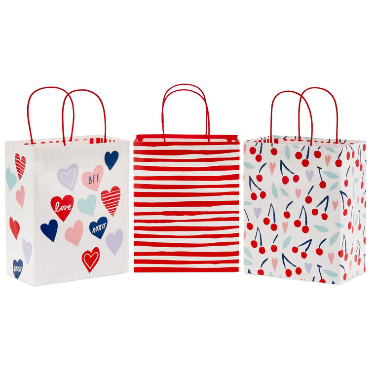9.6" Assorted 3-Pack Medium Valentine's Day Gift Bags