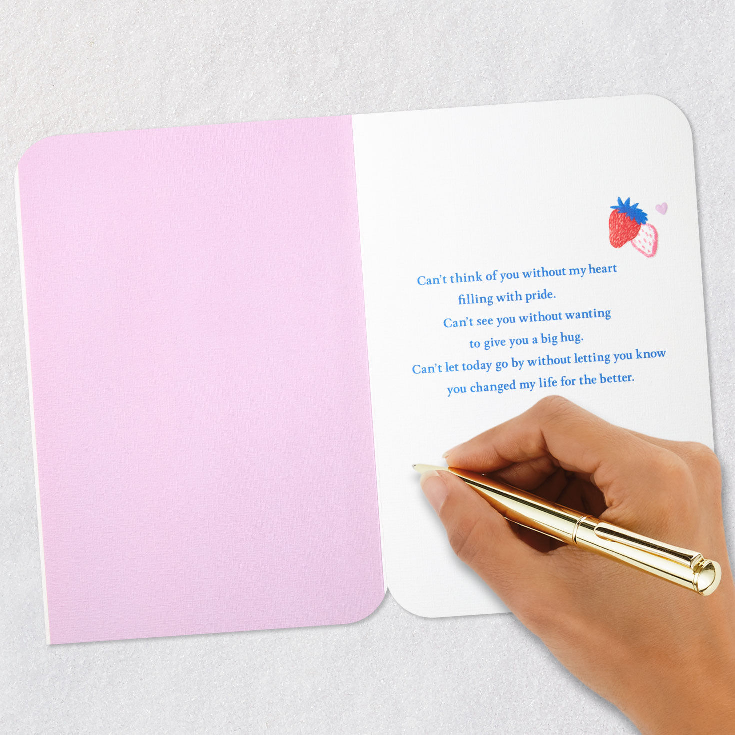 Red and Blue Strawberries Valentine's Day Card for Her Signing card image number 6