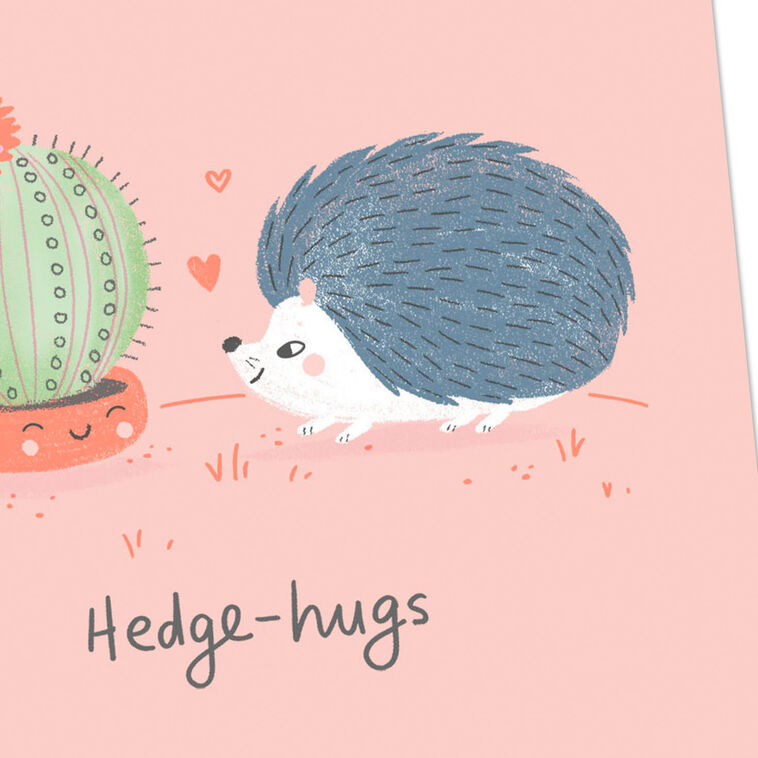Hedgehog and Cactus Punny Love Card for Kids Card Front Detail image number 4