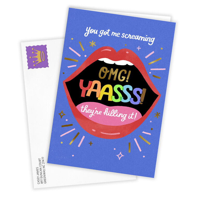 Screaming Mouth Personalized Encouragement Card Card Front with Envelope image number 2