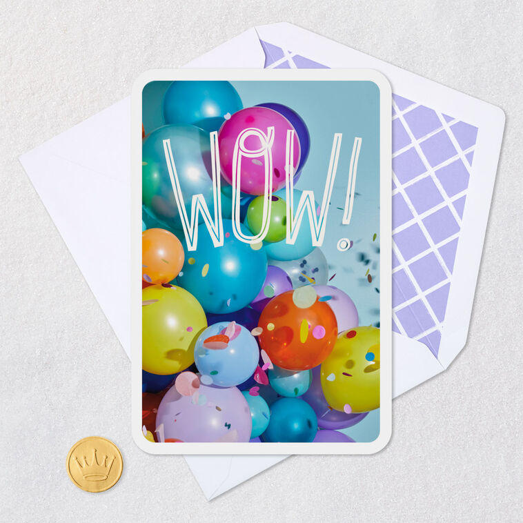Wow Balloons and Confetti Congratulations Card Card Front with Envelope and Gold Seal image number 5