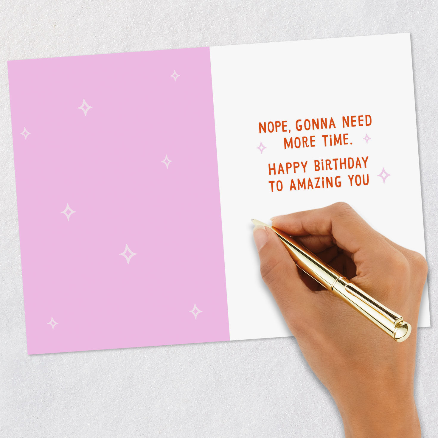 Fun Fonts and Stars on Pink Funny Birthday Card Signing card image number 6