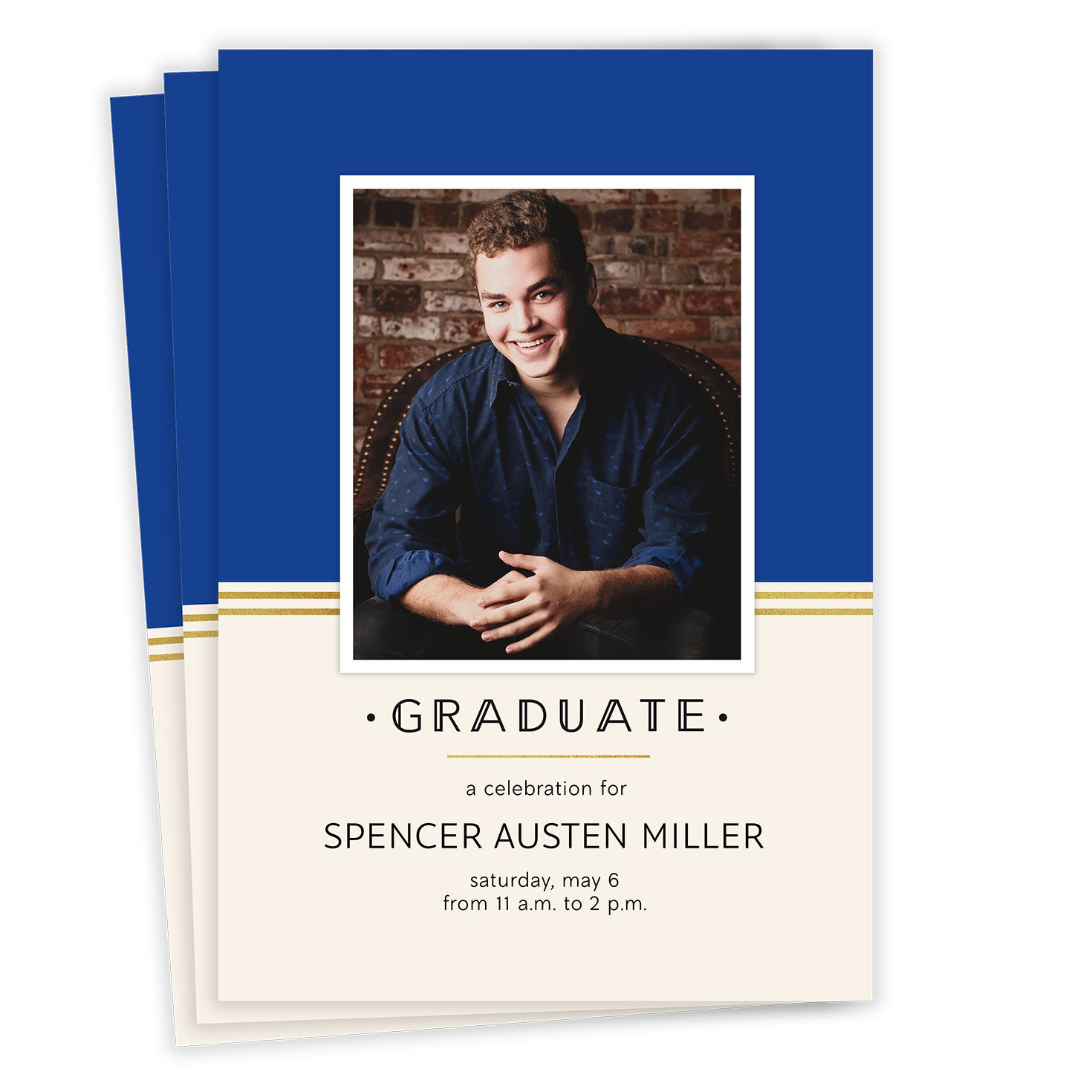 Blue Art Deco Personalized Graduation Invitation  image number 1