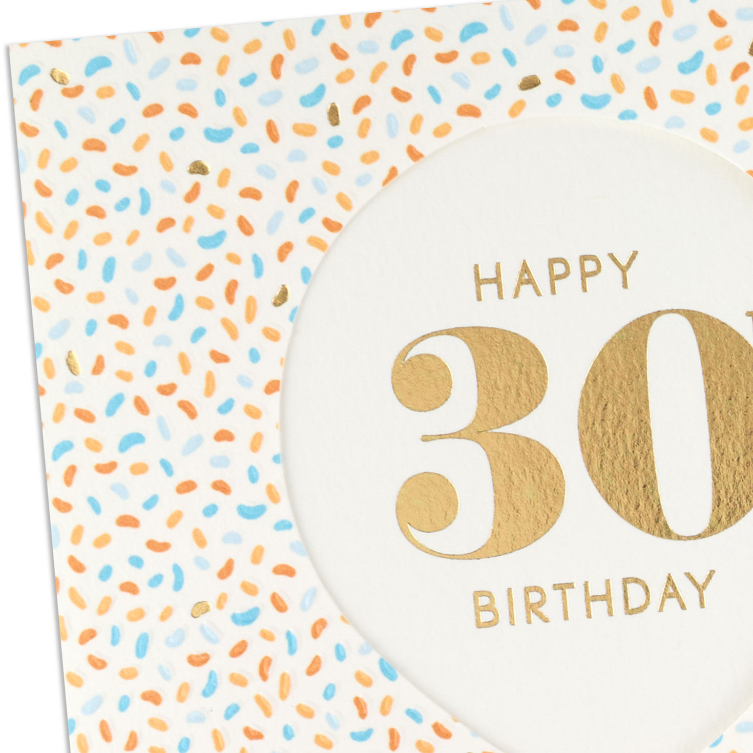 Blue and Orange Confetti 30th Birthday Card Card Front Detail image number 4