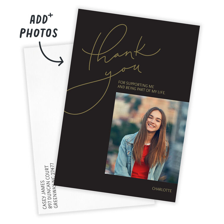 Elegant Handwritten Flat Graduation Thank-You Card - Photo Cards | Hallmark Elegant Handwritten Flat Graduation Thank-You Card - Photo Cards | Hallmark