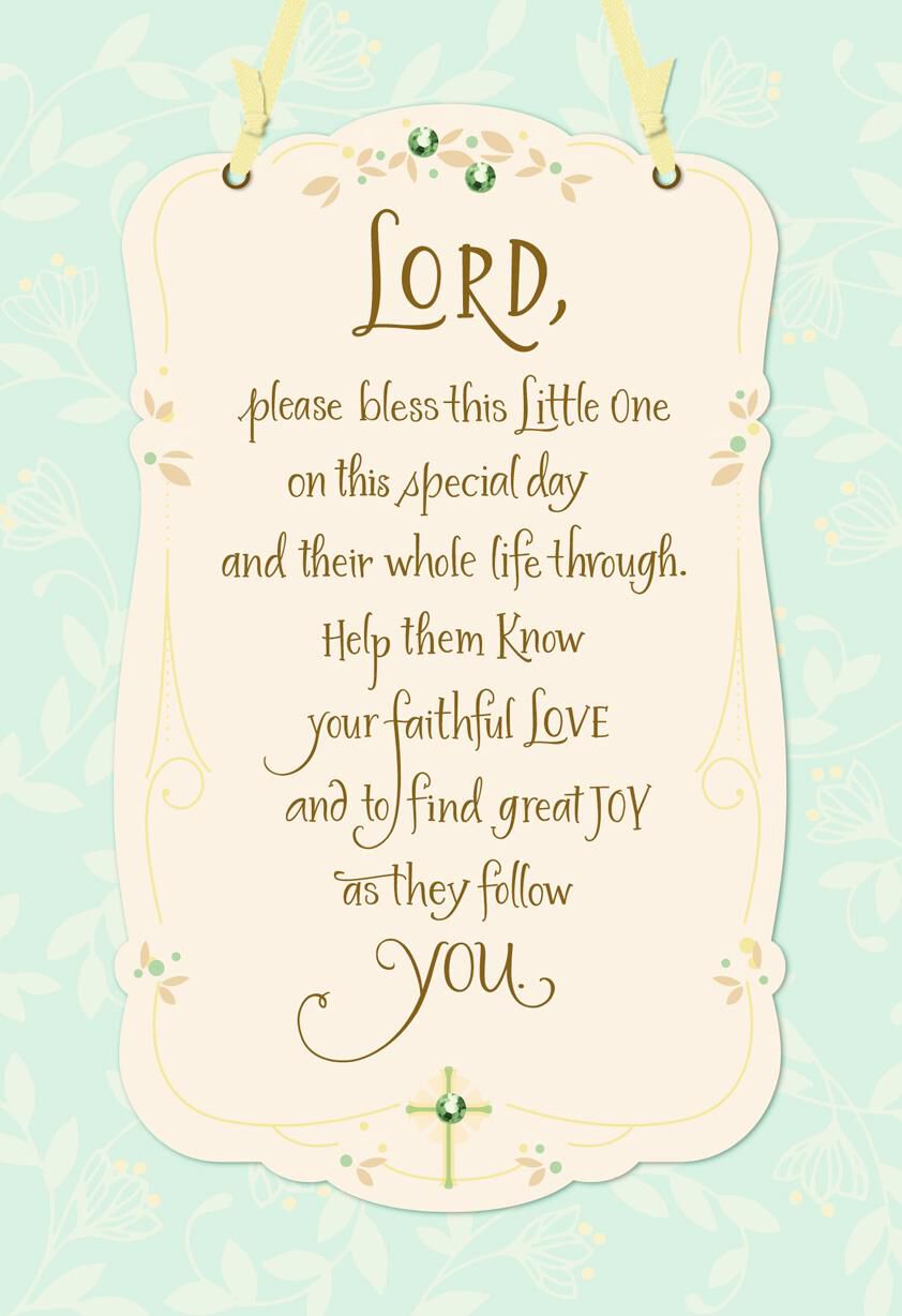 Gold Flowers Special Blessing Baptism Card