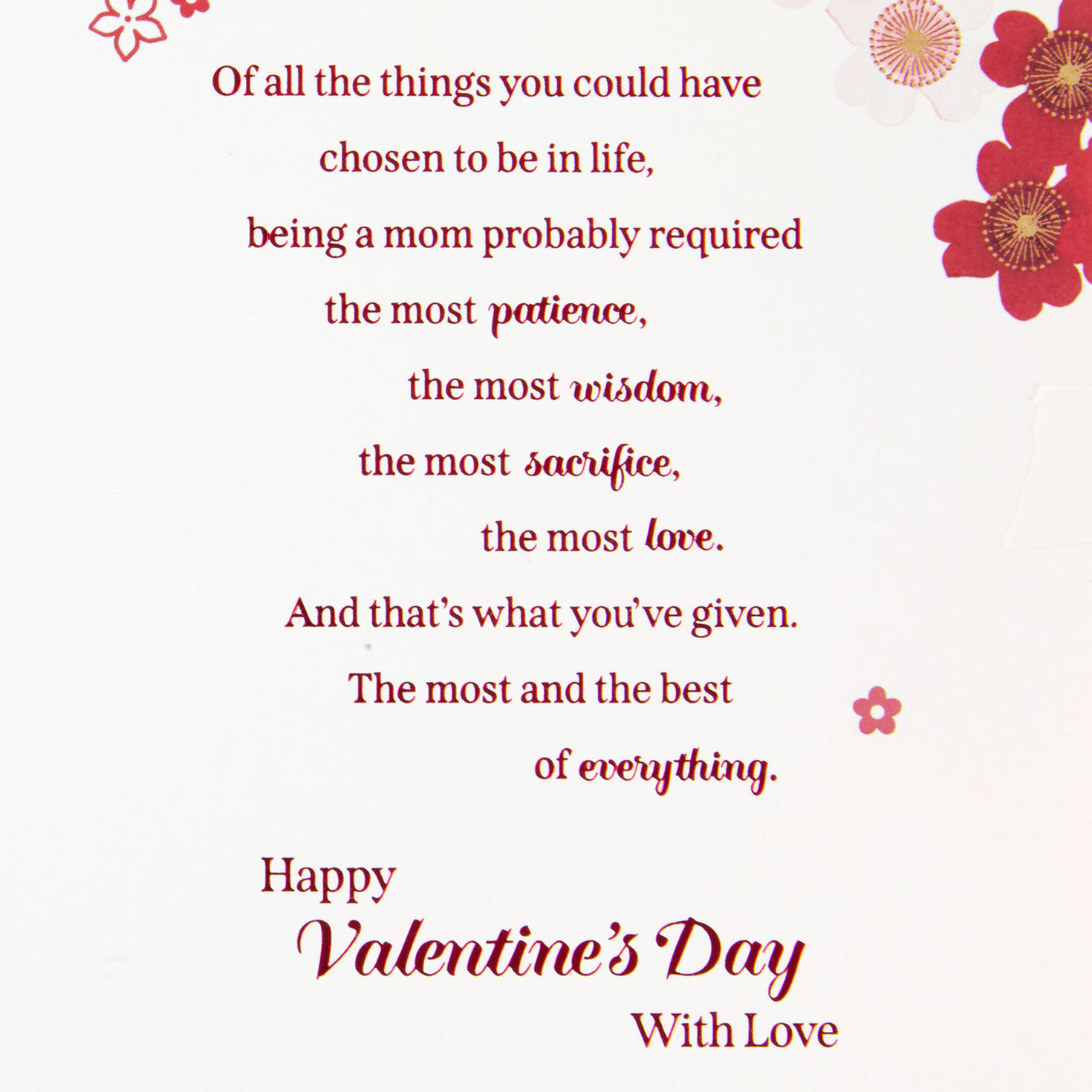 Cherry Blossom Flowers Mom Valentine's Card sentiment image number 2