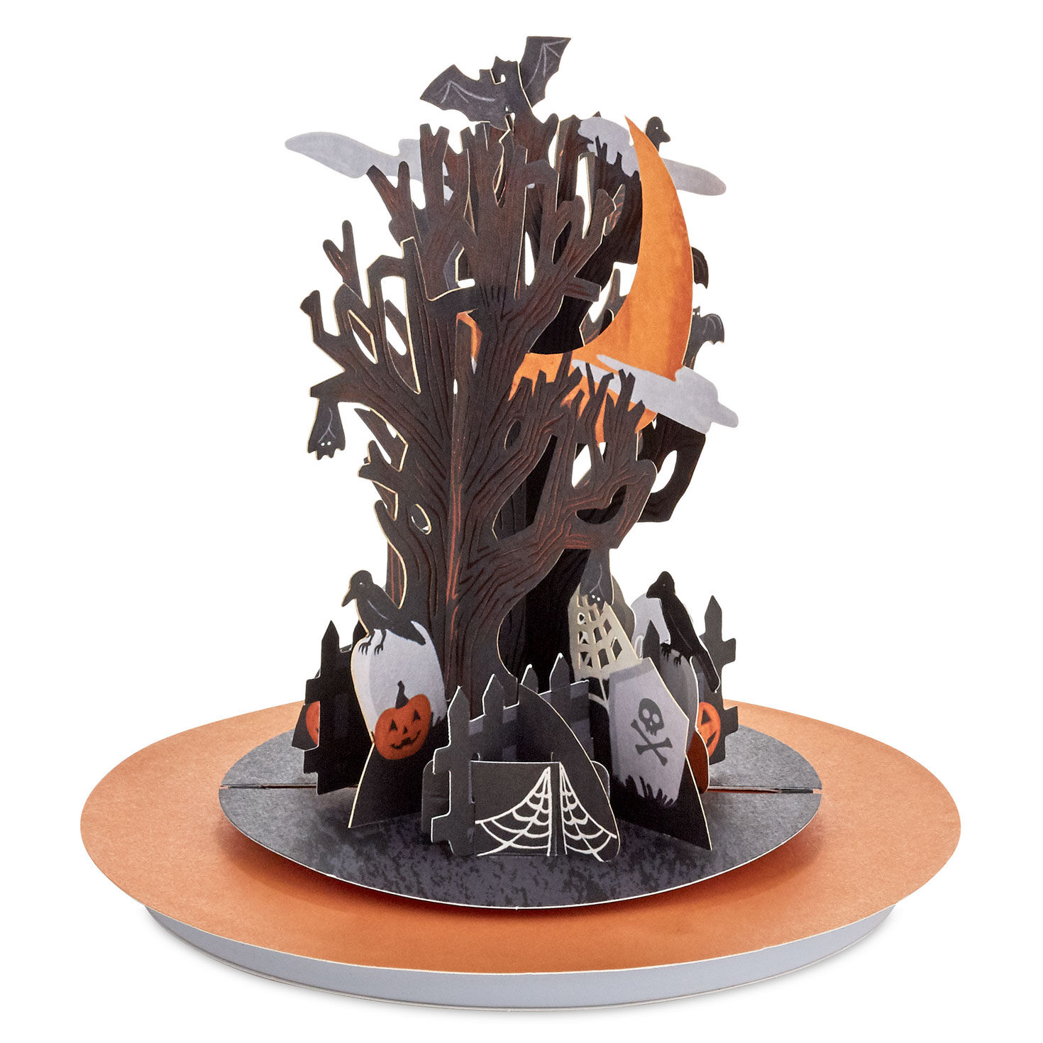 Spinning Graveyard Musical Halloween Pop-Up Card card poped up back image number 5
