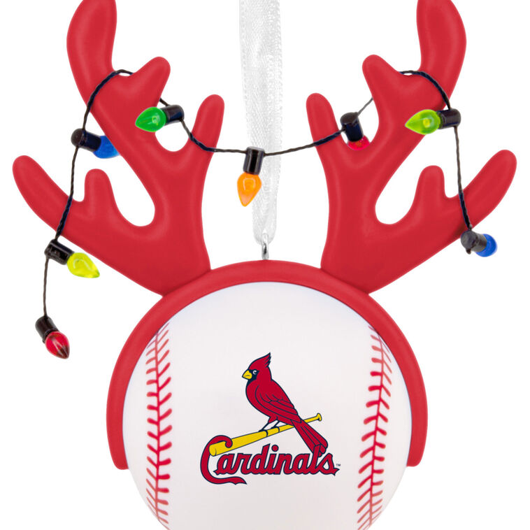 Cardinals Reindeer Baseball Christmas Ornament closeup view image number 5