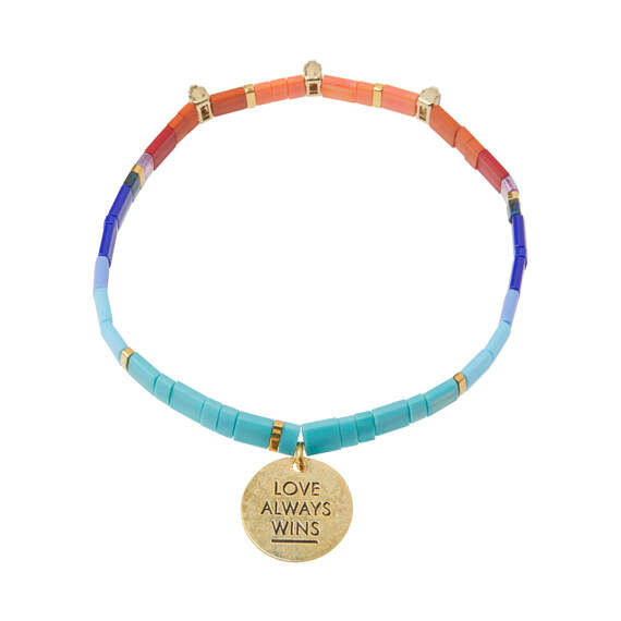 Multi-Color/Gold Good Karma Miyuki Bead Stretch Charm Bracelet, , large image number 1
