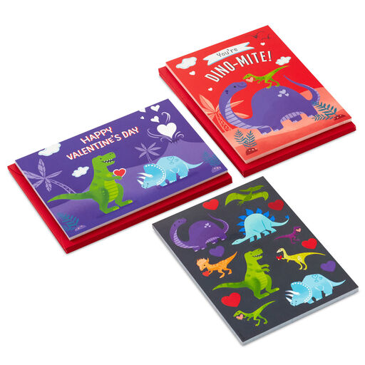 Dinosaur Fun Kids Assorted Valentines With Stickers, Pack of 24, 