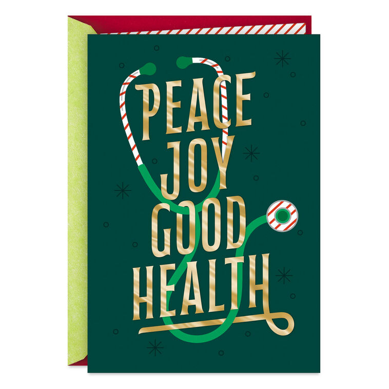 Peace, Joy, Good Health Holiday Card for Healthcare Professional