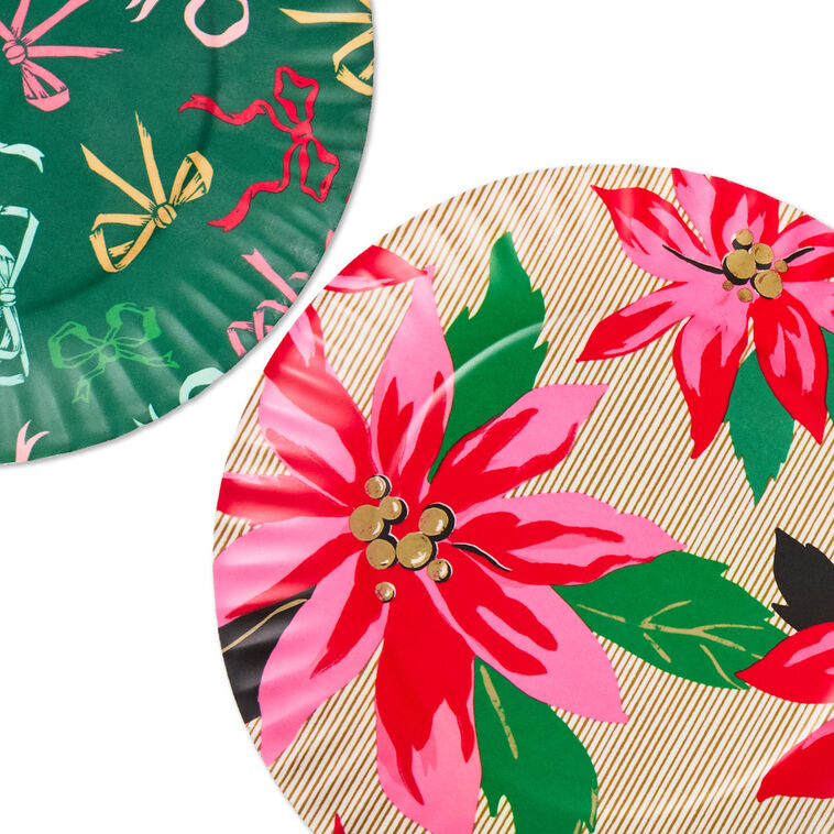Small Melamine Plates in Bow and Poinsettia Patterns upclose view image number 3
