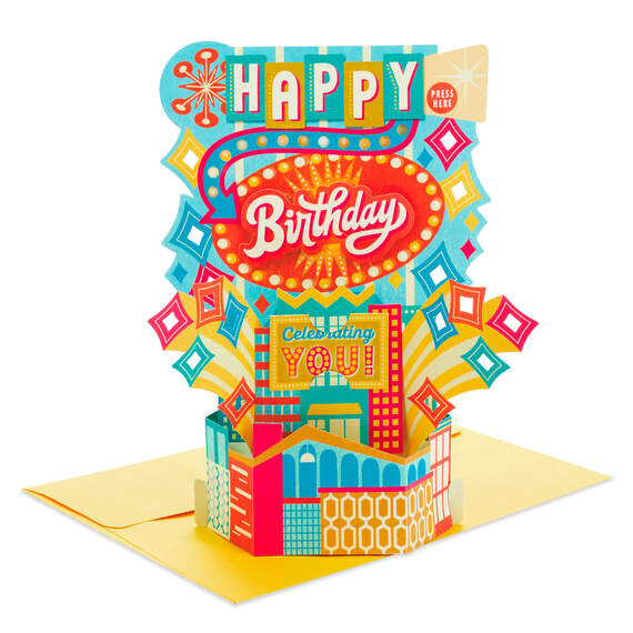 Celebrating You 3D Pop-Up Musical Birthday Card With Light, , large image number 1