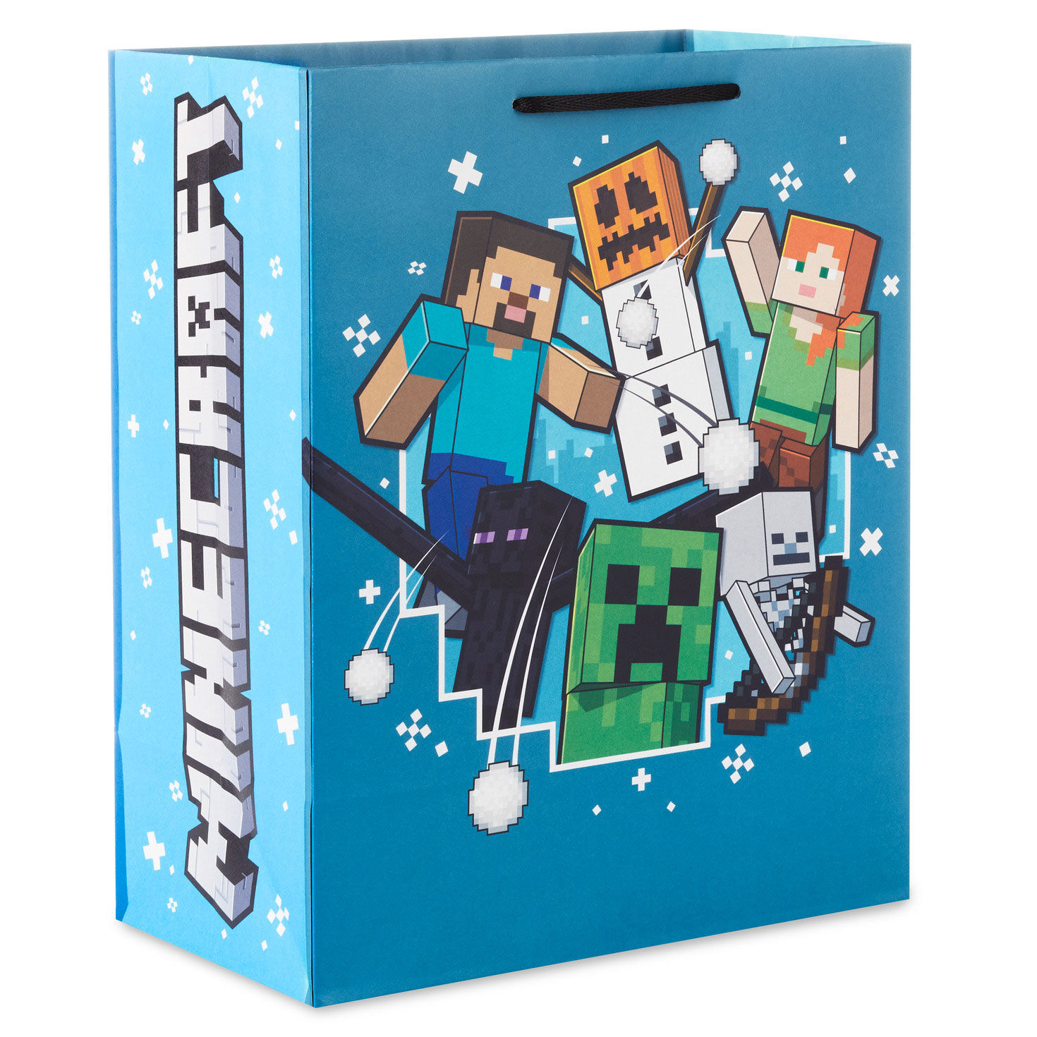 13" Minecraft Characters on Blue Large Holiday Gift Bag