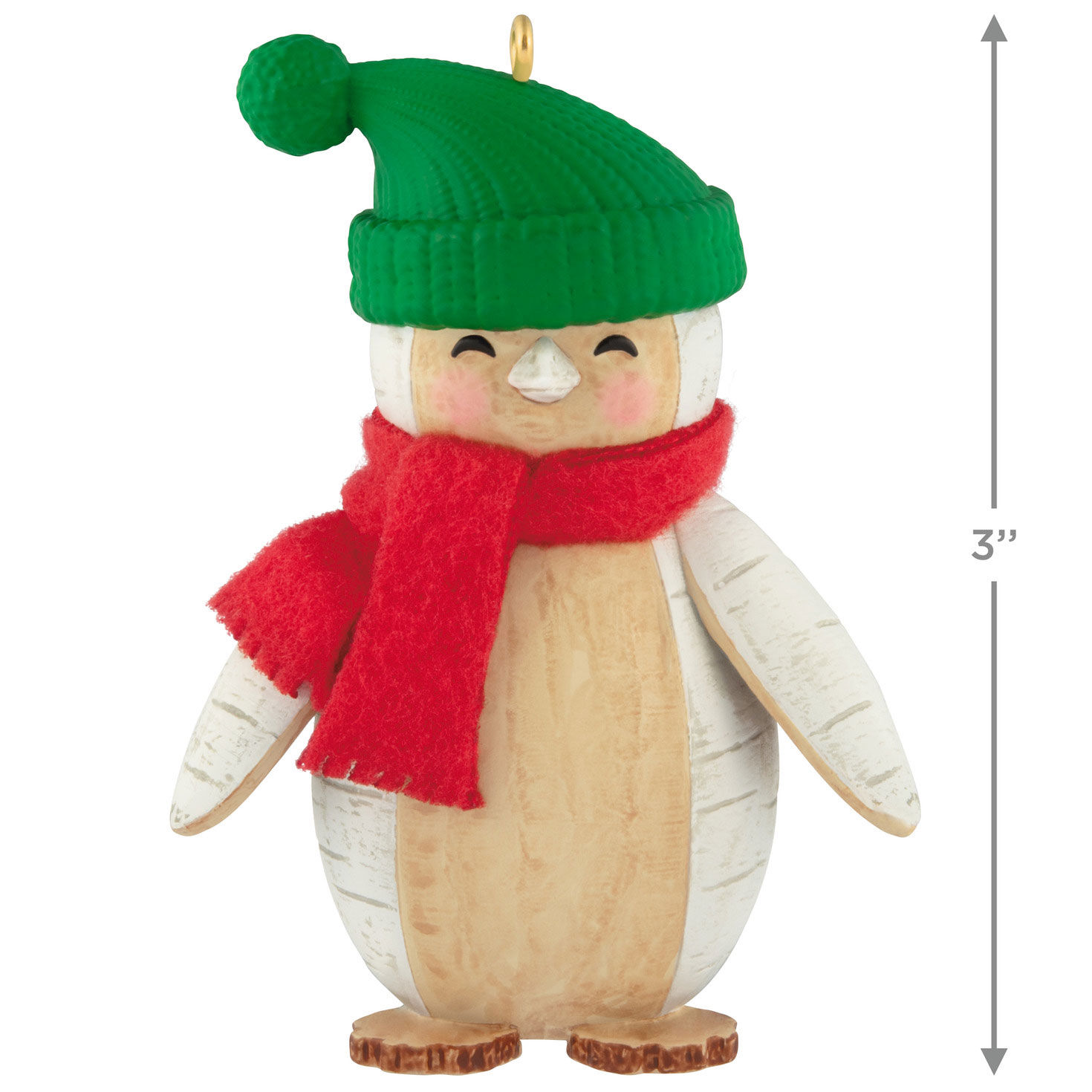 Birch Log Penguin Keepsake Ornament measurement image number 3