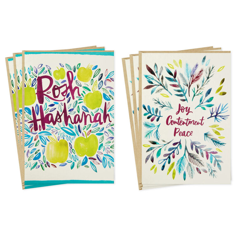Apples and Leaves Rosh Hashanah Cards, Pack of 6
