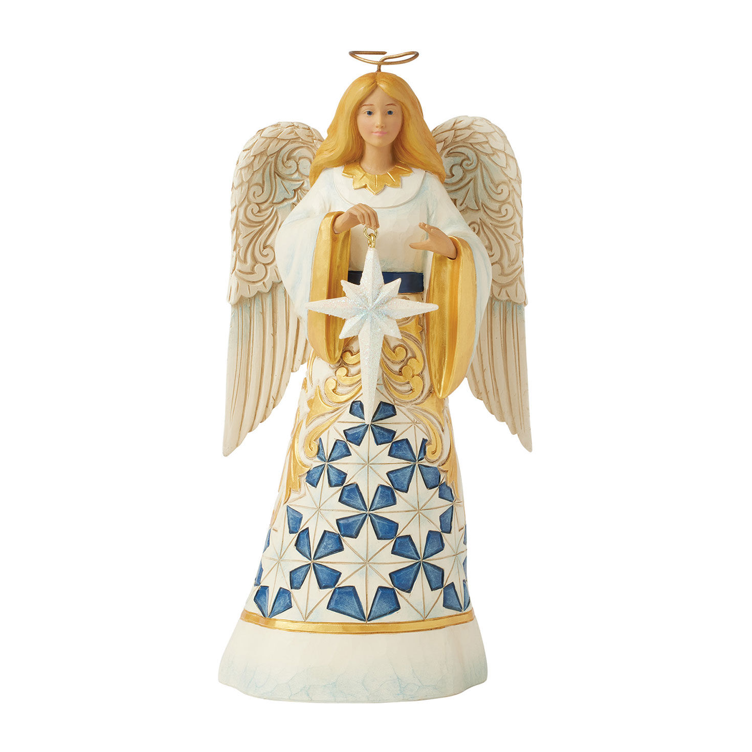 Jim Shore Heartwood Creek Blue and Gold Angel Figurine, 8.46" for only USD 75.00 | Hallmark