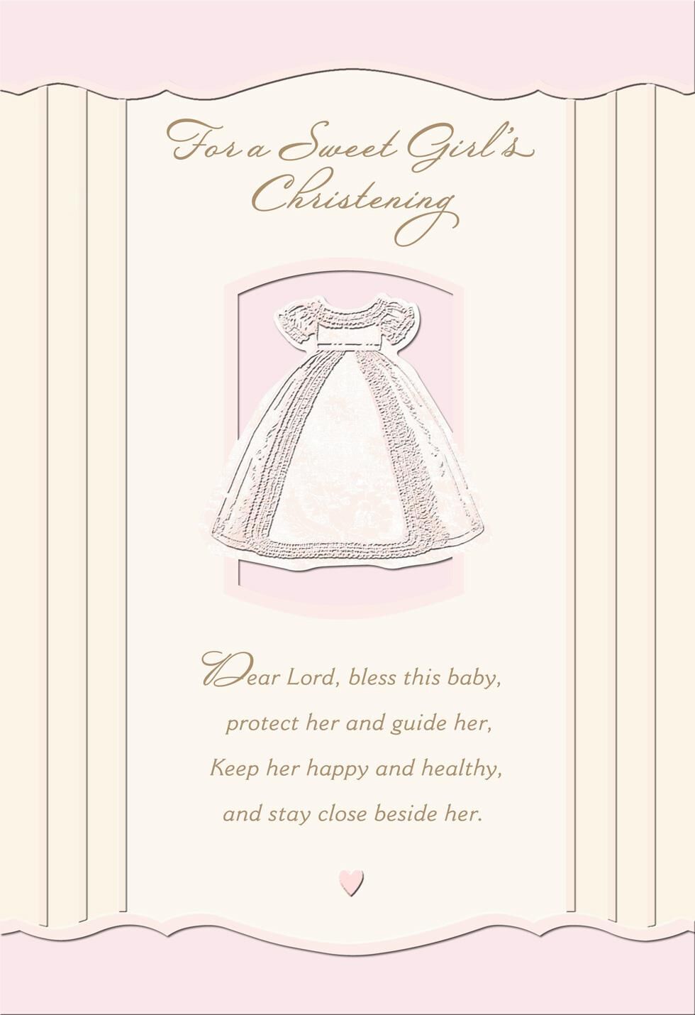 Gown With Bow Baby Girl Christening Card