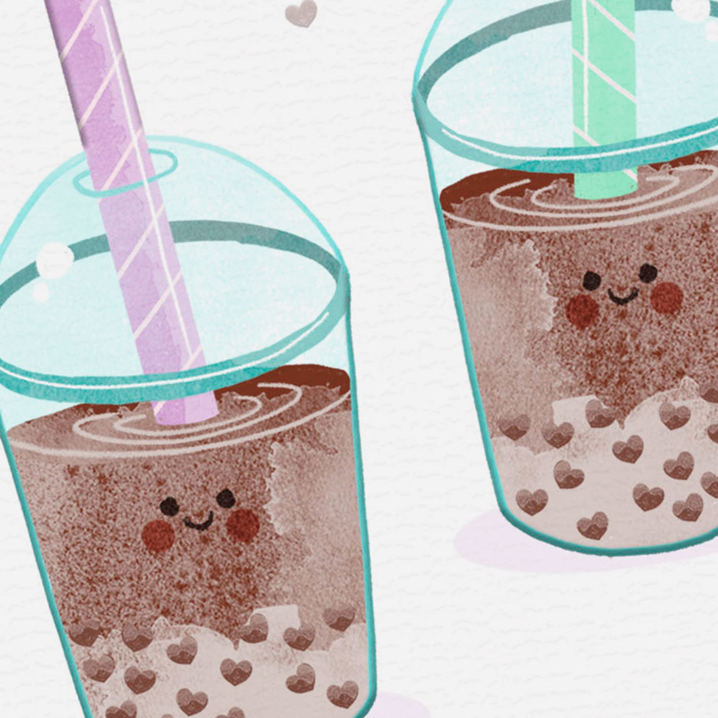 Bubble Tea Anniversary Card for Couple Card Front Detail image number 4