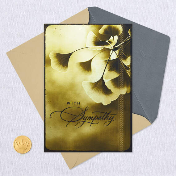 Remembering Him Gilded Leaves Sympathy Card, , large image number 5