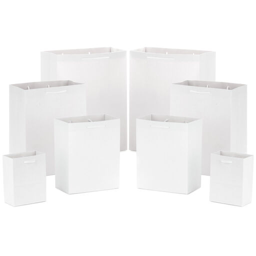 White Assorted Sizes 8-Pack Gift Bags, 